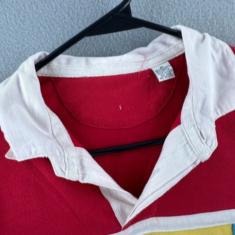 Vintage 80s Rugby Shirt Mens XL Long Sleeve Cotton Blend Jersey Collared Polo 10 - Picture 5 of 16
